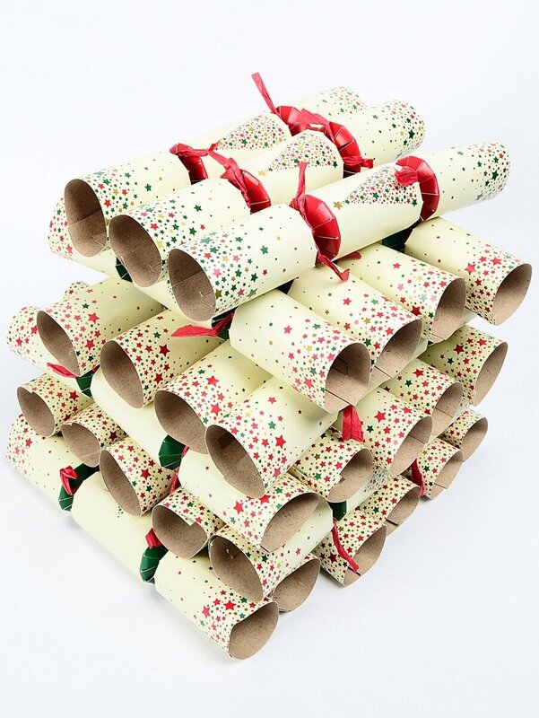 100x Mixed Star & Tree Silhouette Cream Christmas Bon Bons (Crackers) | 26cm — image 2