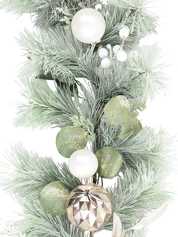 2.7m Mixed Botanical Blush Christmas Garland | Pink White & Metallic Accents — image 5