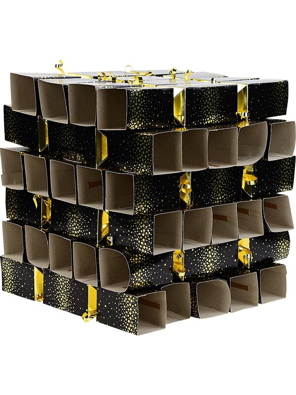 50x Black With Gold Confetti Print Square Party Bon Bons (Crackers) | 30cm