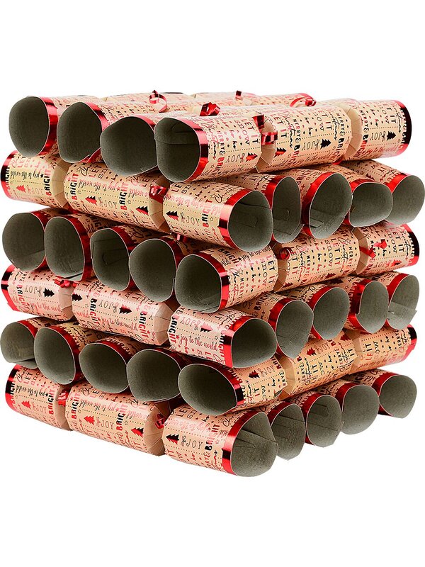50x Earth Tone Travertine & Red Text Christmas Bon Bons (Crackers) | 30cm