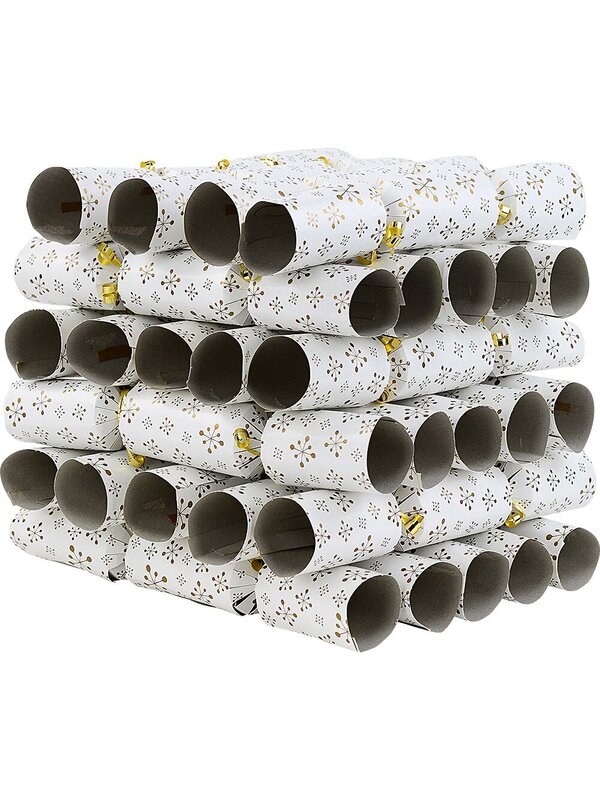 50x Matte White & Gold Whimsical Star Christmas Bon Bons (Crackers) | 31cm