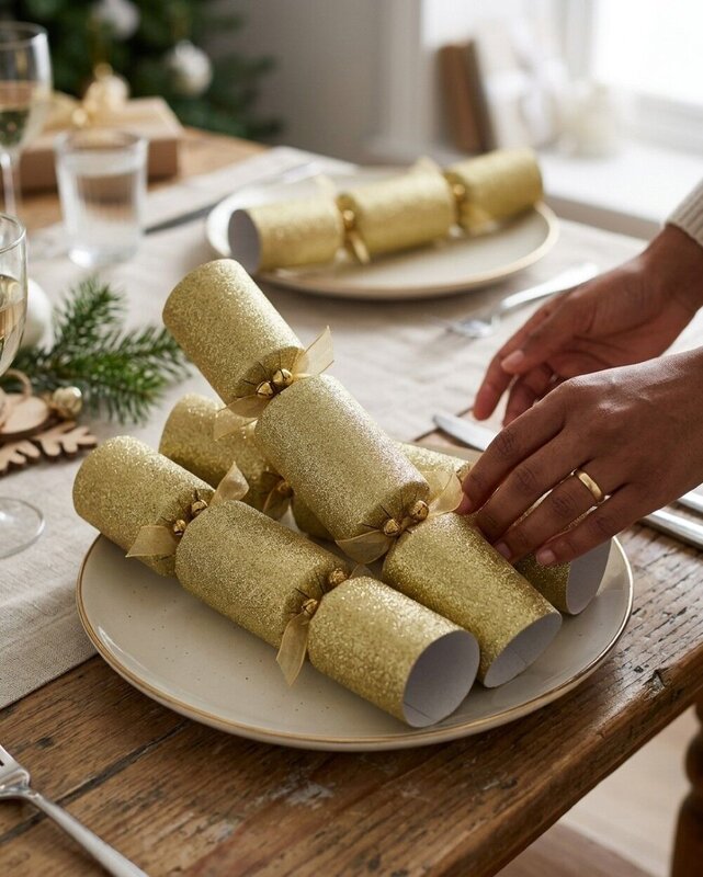 25x Luxury Champagne Gold Glitter Christmas Bon Bons (Crackers) | 34cm — image 4