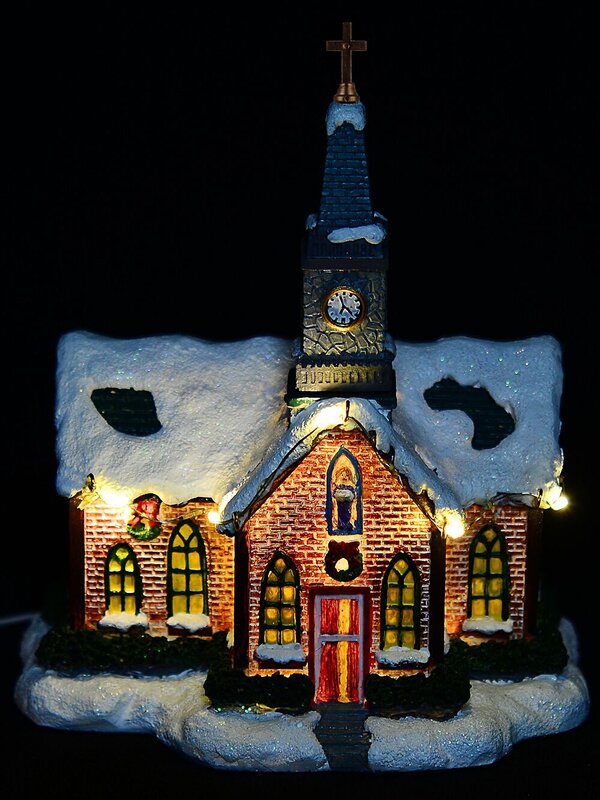 Church Of Christmas Mass LED Village Scene | 21cm