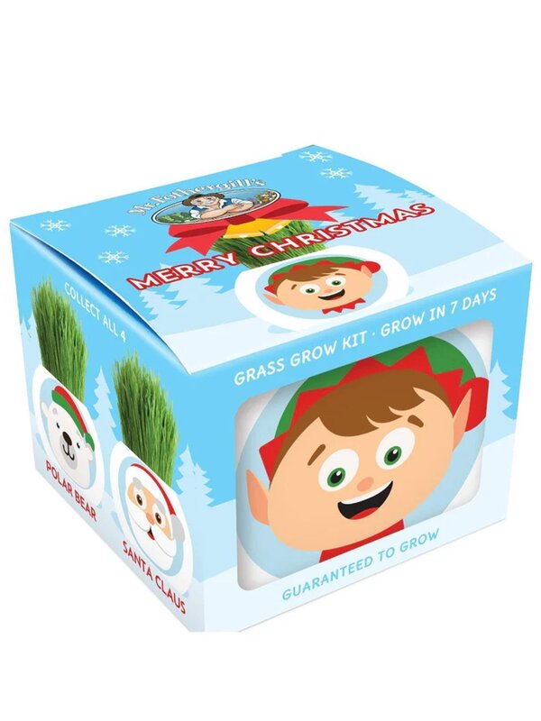 Mr. Fothergills Cheery Elf Grass Grow Kit | Miniature Ceramic Christmas Planter