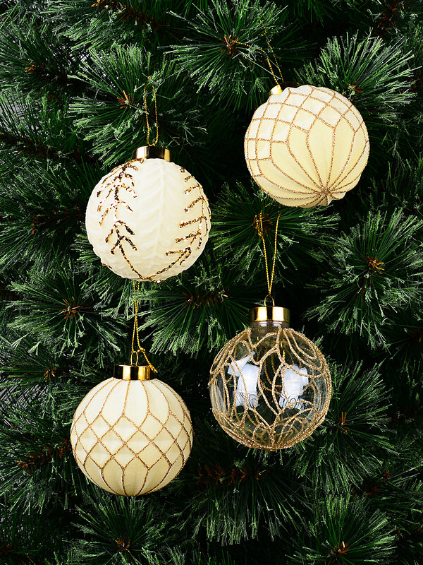 9x Whimsical Champagne Rose & Heirloom Velvet Statement Baubles | 80mm