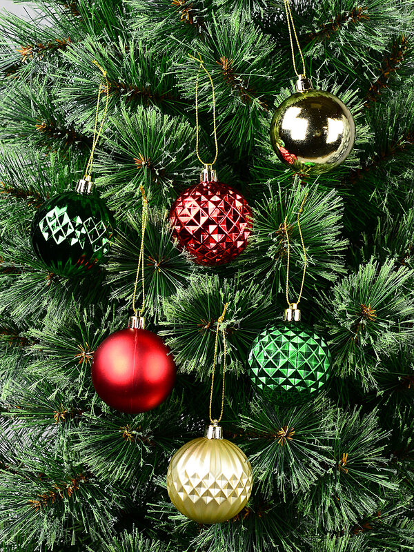 47x Heritage Red Green & Gold Essential Mixed Bauble Starter Pack | 60mm