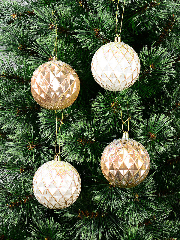 4x Opulent Rose Gold & White Statement Sequin & Diamond Baubles | 80mm