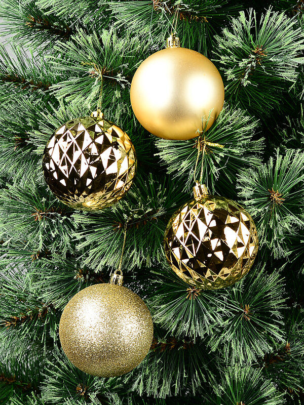 4x Classic Gold Signature Mixed Texture Baubles | 80mm