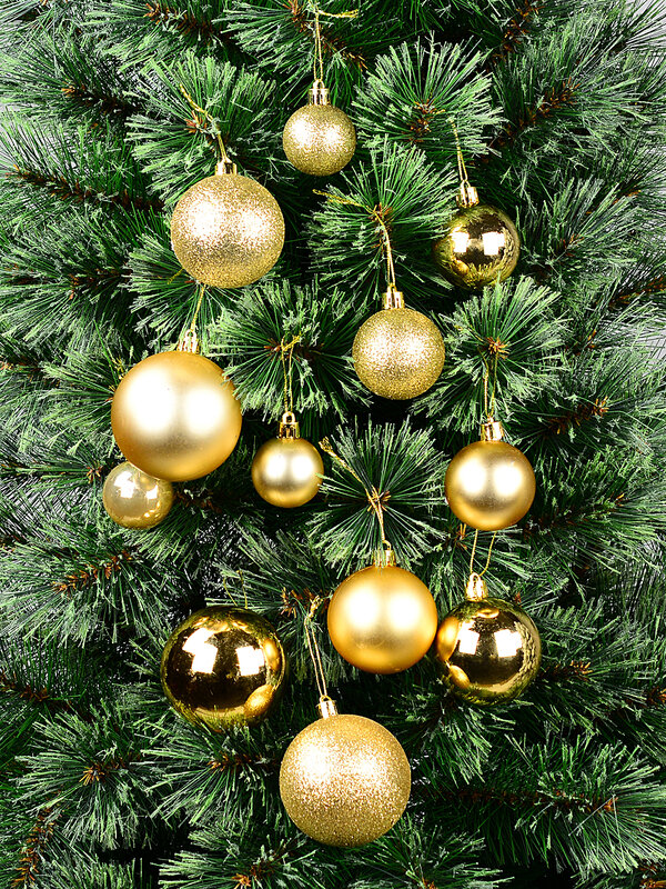 62x Dynamic Gold & Champagne Multi Texture Bauble Mega Pack | 40mm-70mm
