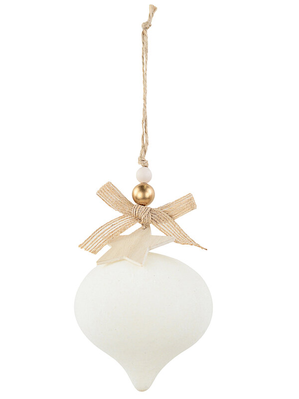 Whimsical Soft Cream Statement Flocked Onion Finial Drop | 13cm