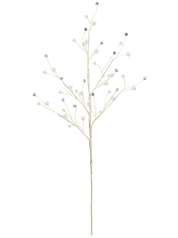 Faux Pearl & Diamante Starburst Spray Stem With Gilded Branchlets | 56cm — image 4