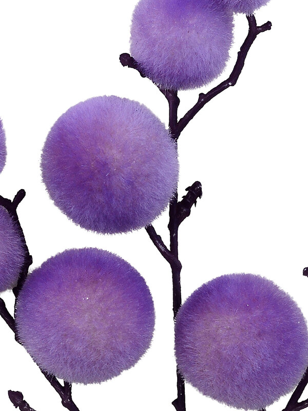 Pastel Lavender Flocked Bauble Spray Pick With Plum Purple Branches | 52cm — image 2