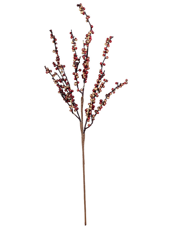 Burgundy & Speckled Gold Berry Spray Stem With Interlocking Clusters | 70cm — image 3