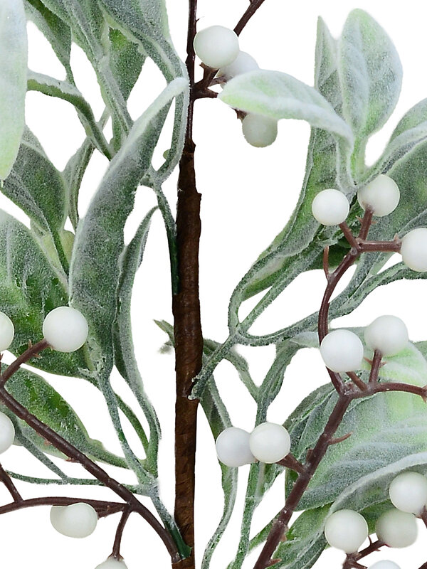 Frosted Sage Green Leaf Christmas Spray Stem With Matte White Berries | 54cm — image 2
