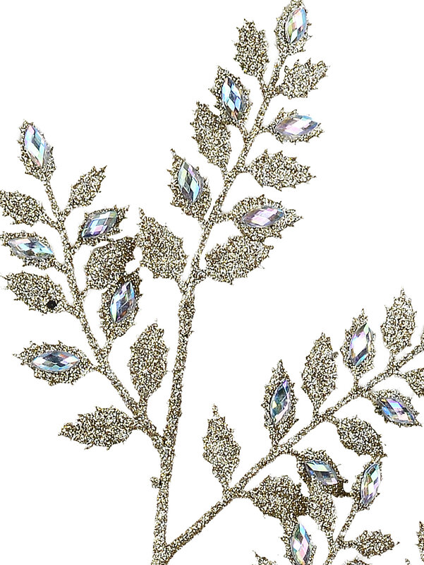 Gilded Gold Fern Leaf Spray Clip Stem With Iridescent Diamantes | 62cm — image 2
