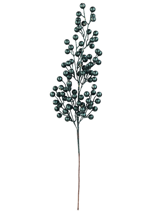 Forest Green Glitter & Iridescent Sequin Christmas Berry Spray Stem | 78cm — image 3