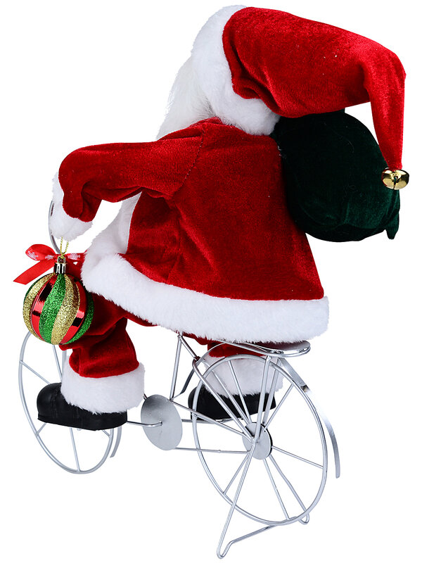 Traditional Riding Santa On Matte Silver Bicycle Figurine | 42cm — image 5