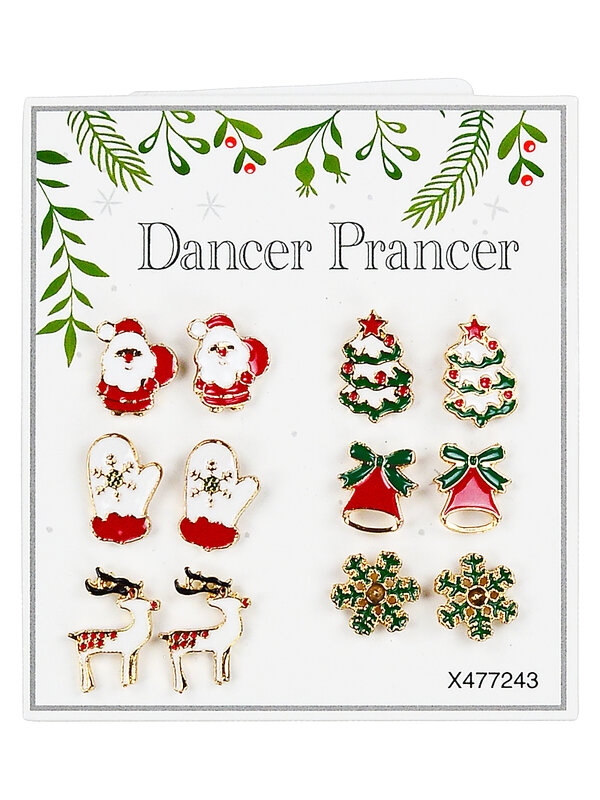 Assorted Christmas Novelty Stud Earrings Multi Pack | 6 Pairs