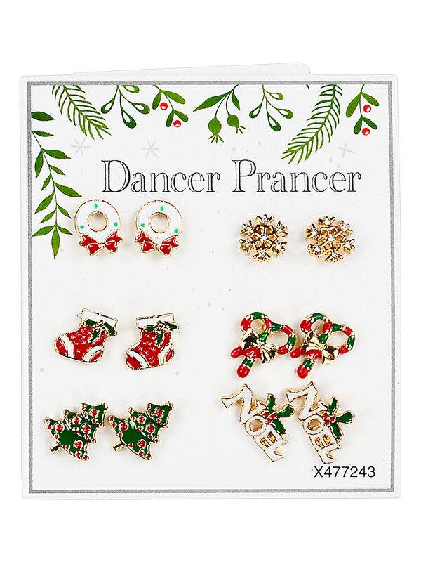 Assorted Christmas Novelty Stud Earrings Multi Pack | 6 Pairs