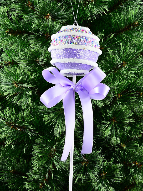Pastel Purple Cupcake Bauble Stem With Iridescent Frosting & Satin Bow | 54cm — image 2