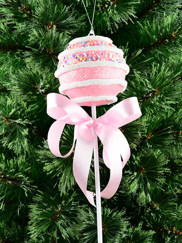 Pastel Pink Cupcake Bauble Stem With Iridescent Frosting & Satin Bow | 54cm — image 2