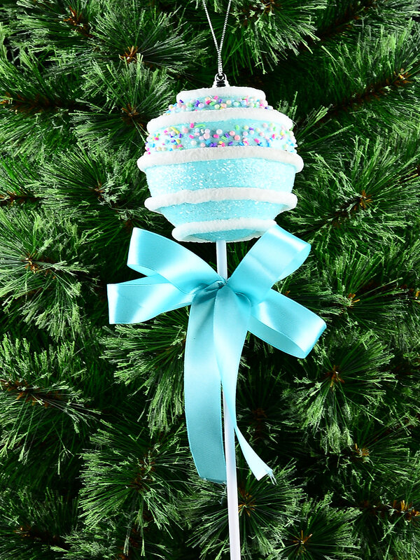 Pastel Blue Cupcake Bauble Stem With Iridescent Frosting & Satin Bow | 54cm — image 2