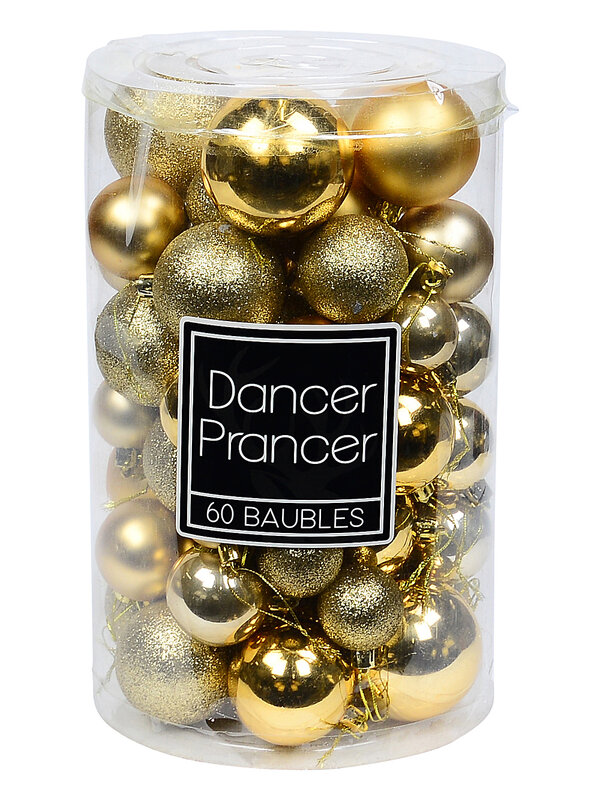62x Dynamic Gold & Champagne Multi Texture Bauble Mega Pack | 40mm-70mm