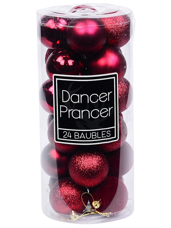 24x Dynamic Apple Red Essential Mixed Texture Baubles | 60mm