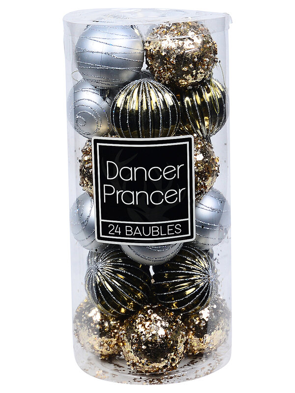 24x Dynamic Mixed Metallic Signature Ribbed & Embellished Baubles | 80mm