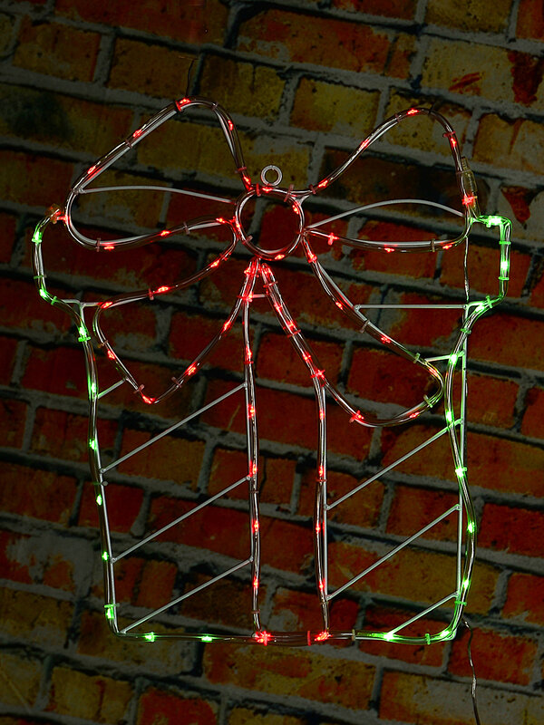 48cm Outdoor Christmas Present & Bow LED Noodle Rope Light Motif