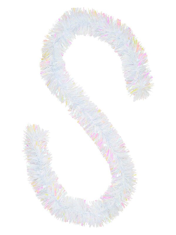 Premium 8ply White Iridescent Thick & Thin Christmas Tinsel | 2.7m x 12cm