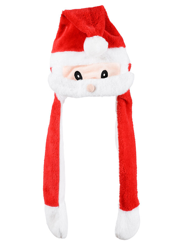 Interactive Moving Plush Santa Hat With Flaps & Jumping Moustache | One Size