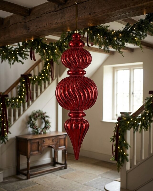 Apple Red Metallic & Glitter Swirl Tiered Large Display Finial | 59cm — image 4