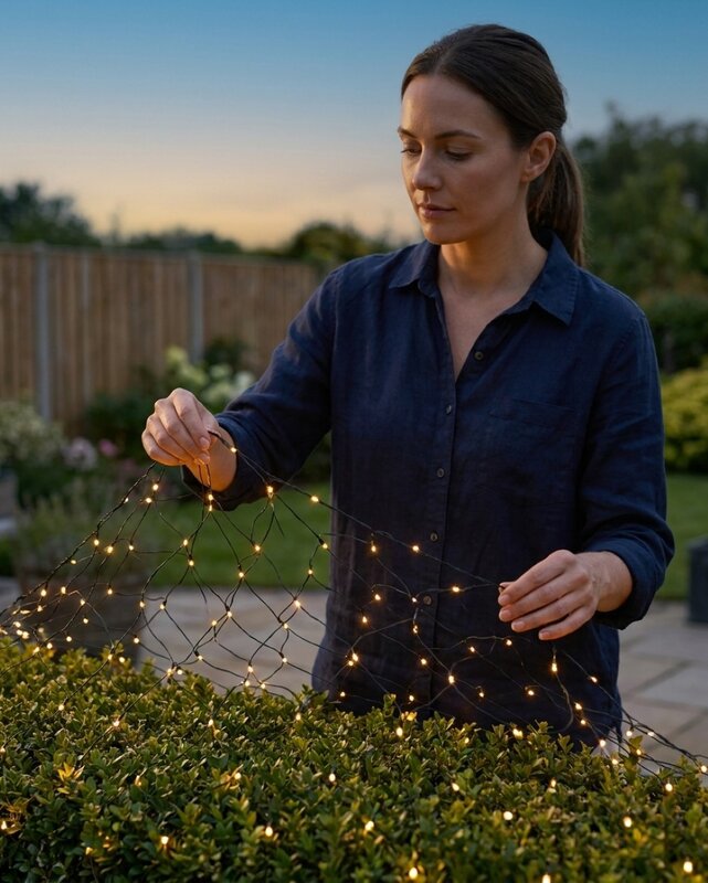 1024 Warm White LED Hybrid Solar & Electric Net Lights With Timer | 4m x 4m — image 3