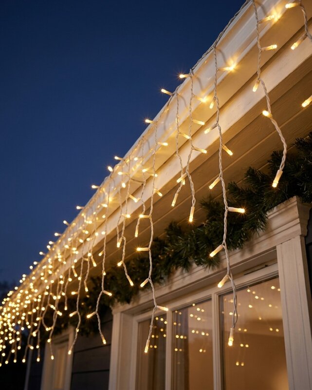 1660 Warm White LED Icicle String Lights 8 Function With Timer | 50m — image 2