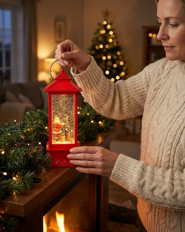 Santa & Lamppost Large LED Christmas Snow Globe Lantern | 28cm — image 3