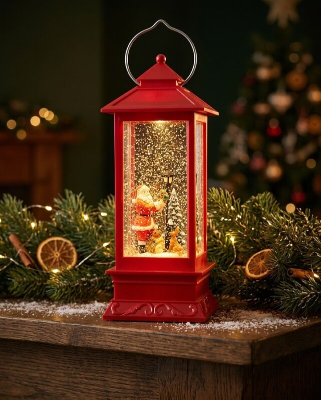 Santa & Lamppost Large LED Christmas Snow Globe Lantern | 28cm — image 2