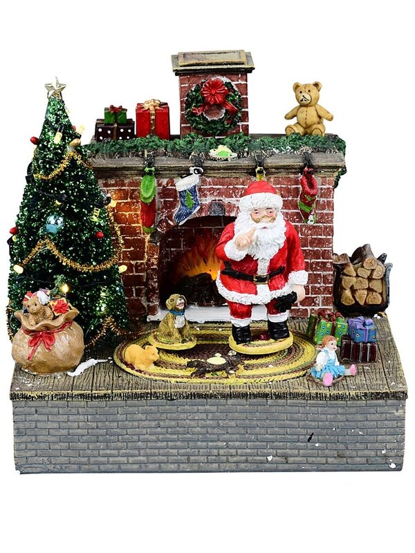 20cm Animated Santa, Toys & Fireplace LED Battery Christmas Village Scene — image 4