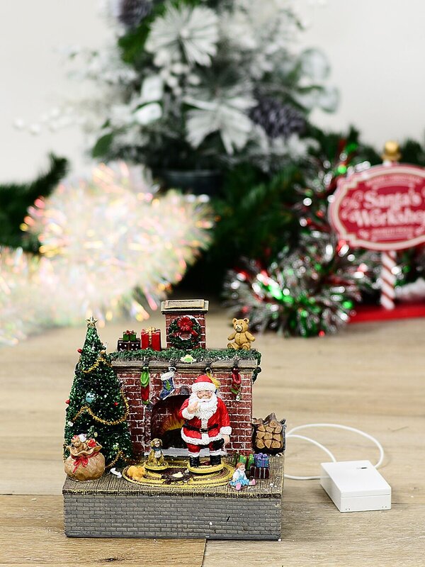 20cm Animated Santa, Toys & Fireplace LED Battery Christmas Village Scene — image 2