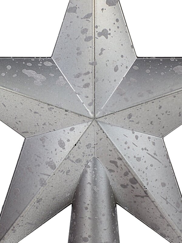 20cm Silver Christmas Star With Splatter & Glitter Pattern Tree Top Decoration