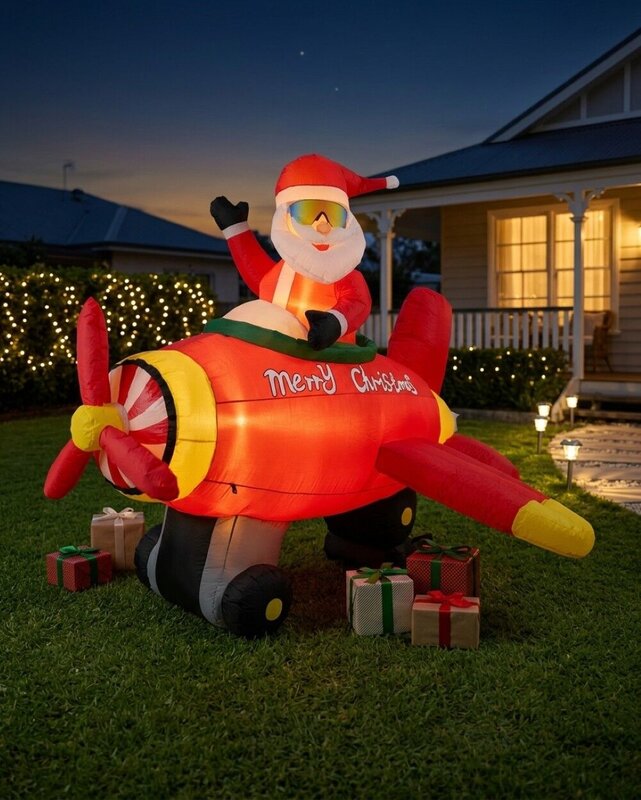 2.1m Large Animated Santa Rocket Aeroplane | LED Outdoor Inflatable — image 4