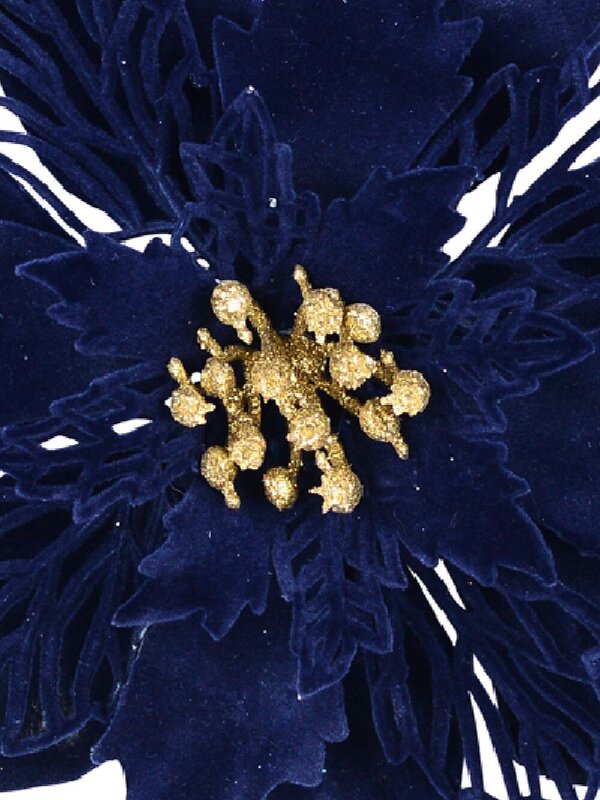 Dark Navy Blue Poinsettia Christmas Tree Clip Pick | 22cm — image 3