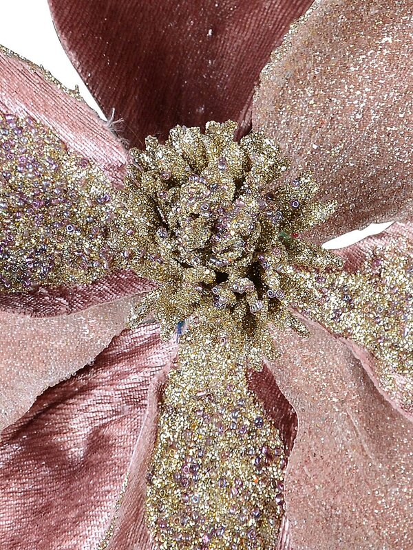 Dusty Rose & Champagne Magnolia Flower Christmas Tree Clip Pick | 22cm — image 3