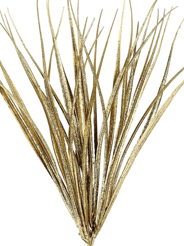 Gold Grass Bush Embellished With Gold Glitter Christmas Tree Stem Pick | 22cm — image 3
