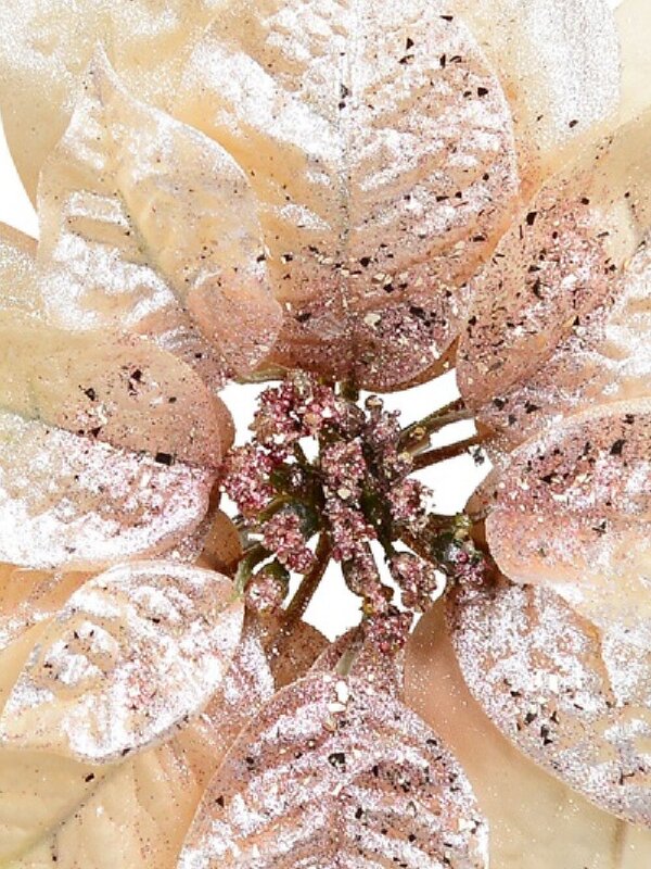 Peach Pink With Rose Gold Poinsettia Christmas Tree Clip Pick | 22cm — image 3