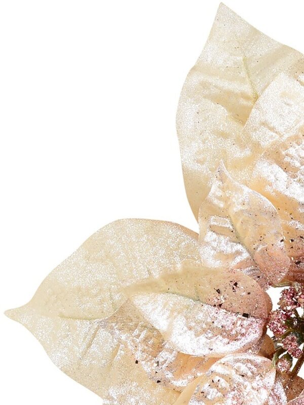 Peach Pink With Rose Gold Poinsettia Christmas Tree Clip Pick | 22cm — image 4