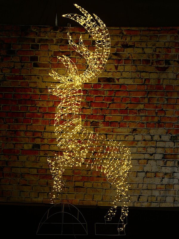 2.2m Warm White LED Taking Flight Life Size Reindeer Light Display — image 2