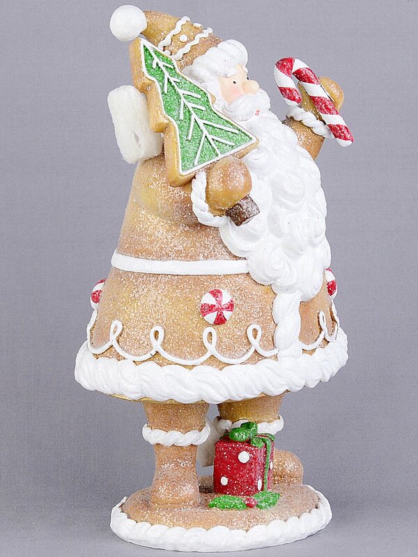 23cm Glitter Gingerbread Cookie Santa Resin Figurine — image 5