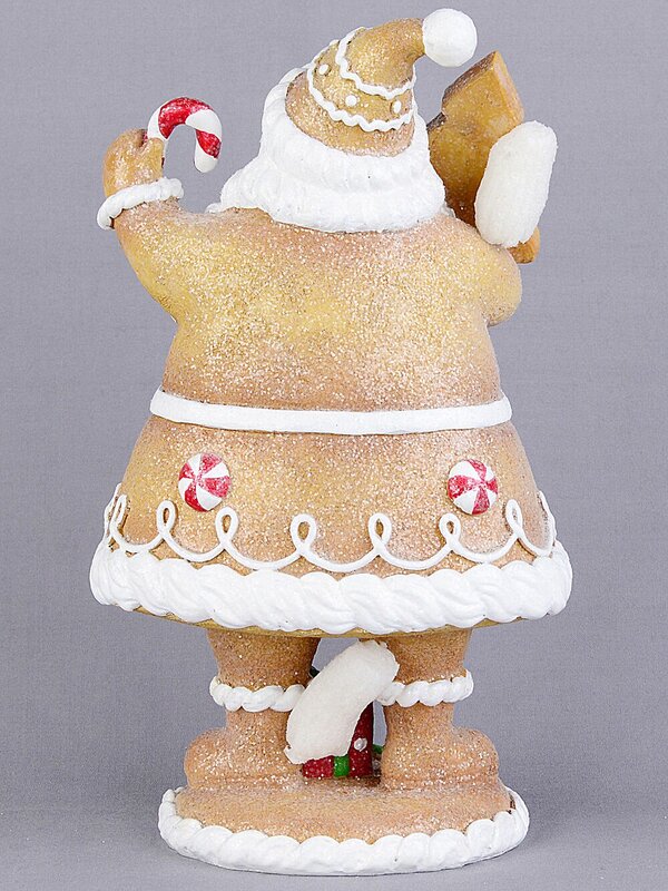 23cm Glitter Gingerbread Cookie Santa Resin Figurine — image 6