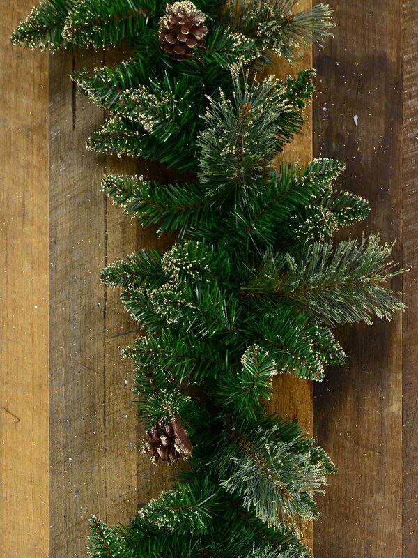 2.3m Balsam Pine Needle Garland With Pine Cones & 165 Gold Glitter Tips — image 2